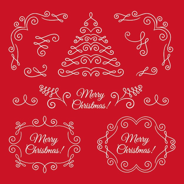 Collection of calligraphic christmas decorations