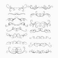 Vettore gratuito collezione di ornamento da sposa calligrafico