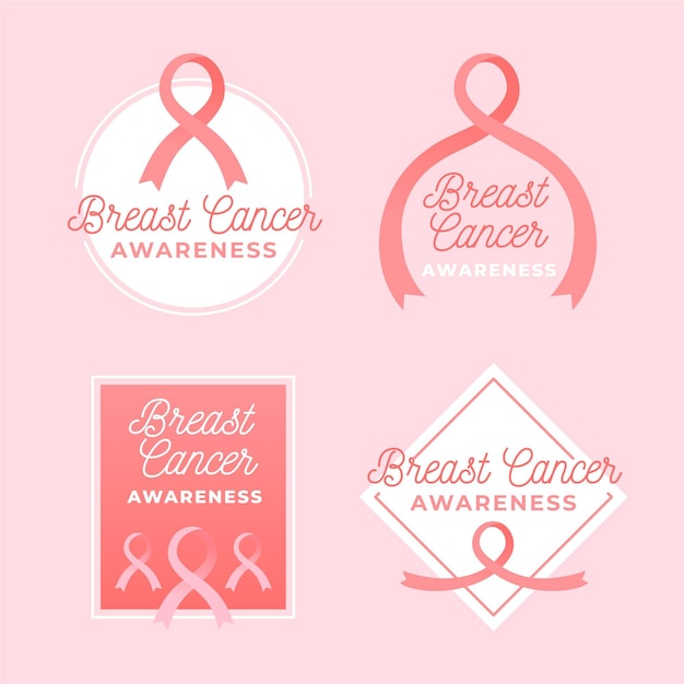 Free vector collection of cancer awareness month labels set