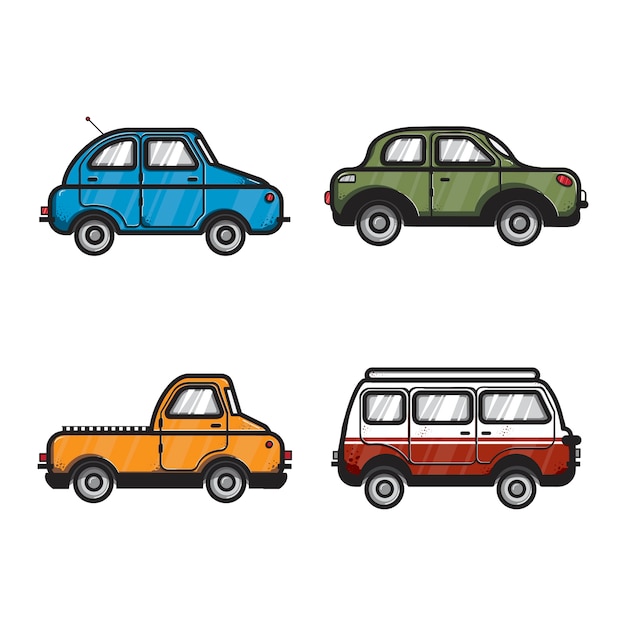 Коллекция иллюстраций автомобилей и транспортных средств