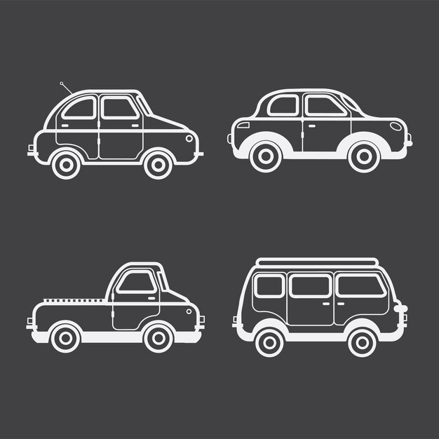 Collection of car and vehicle illustrations