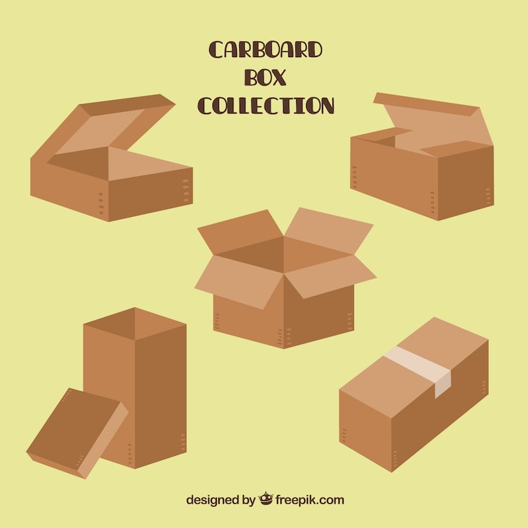 Free Vector collection of cardboard boxes to shipping