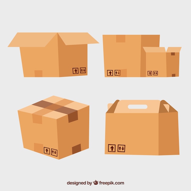 Collection of cardboard boxes to shipping