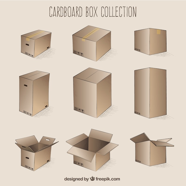 Collection of cardboard boxes to shipping