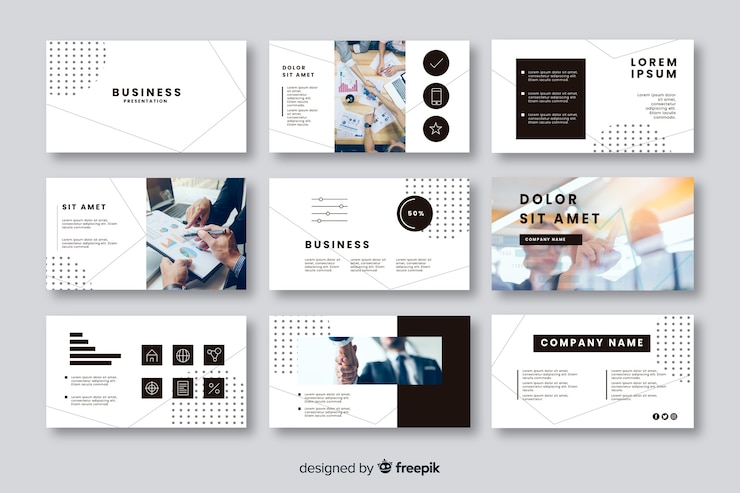 Free Vector collection of cards for business presentation