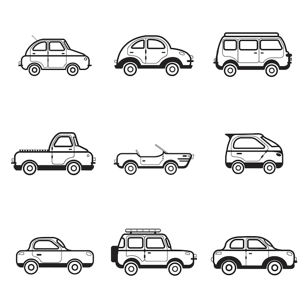 Free vector collection of cars and trucks illustration