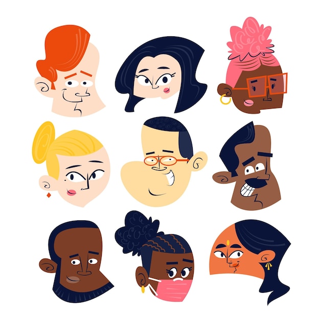 Premium Vector Collection Of Cartoon Characters Heads Premium Vector Collection Of Cartoon Characters Heads
