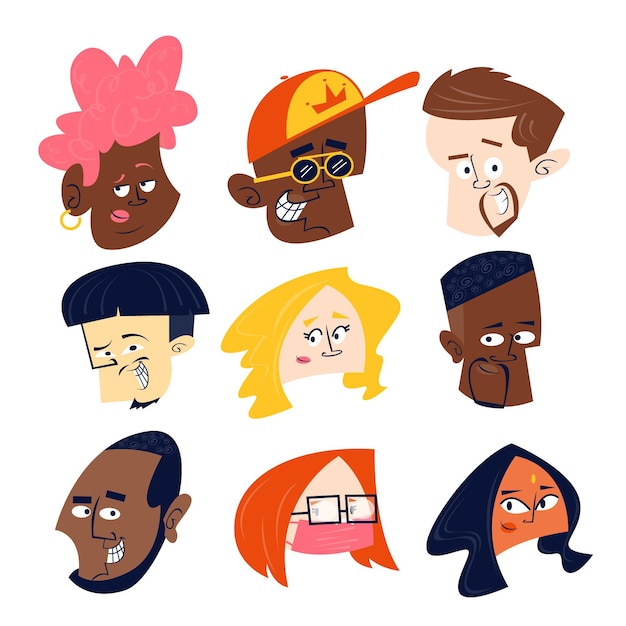 Premium Vector Collection Of Cartoon Characters Heads Premium Vector Collection Of Cartoon Characters Heads