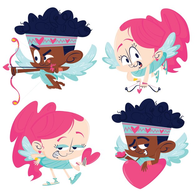 Free vector collection of cartoon drawn cupids