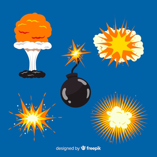 Free vector collection of cartoon explosion effects