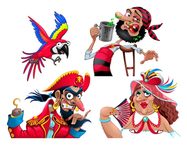 Free vector collection of cartoon pirates