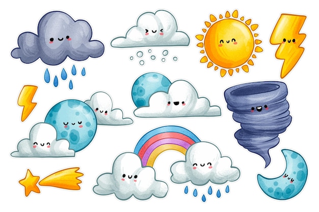 Free vector collection of cartoon weather signs