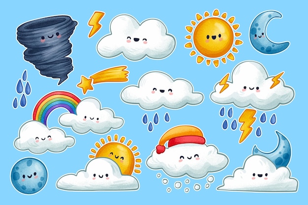 Collection of cartoon weather signs