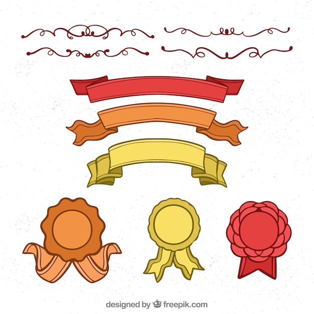 Free vector collection of certificate elements in three colors