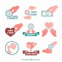 Free vector collection of charity label of hands