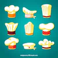 Free vector collection of chef's hats with flat design