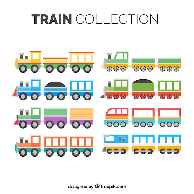 Collection of childish trains