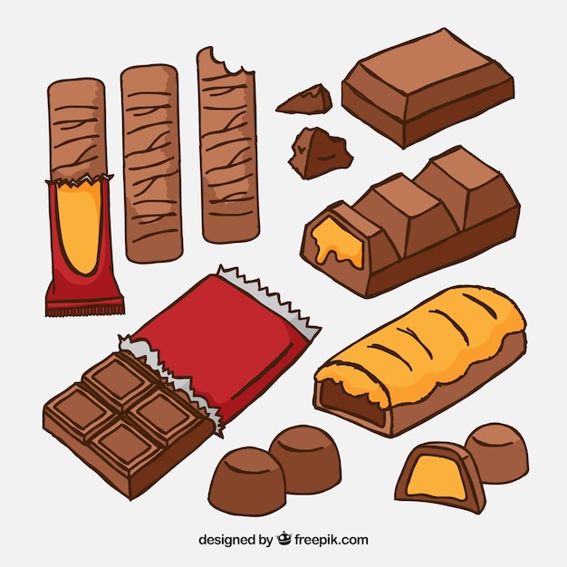 Collection of chocolate bars and pieces
