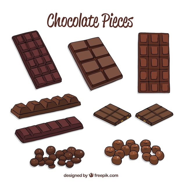 Collection of chocolate bars and pieces