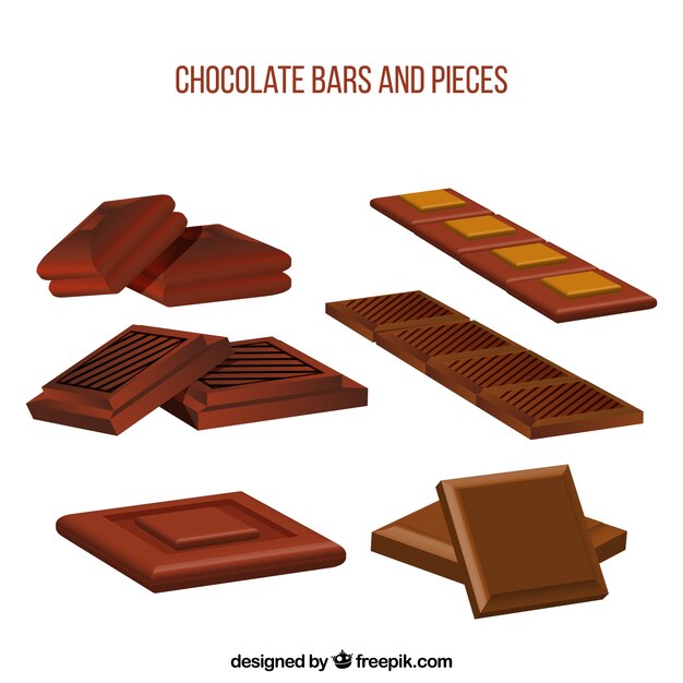 Collection of chocolate bars in realistic style