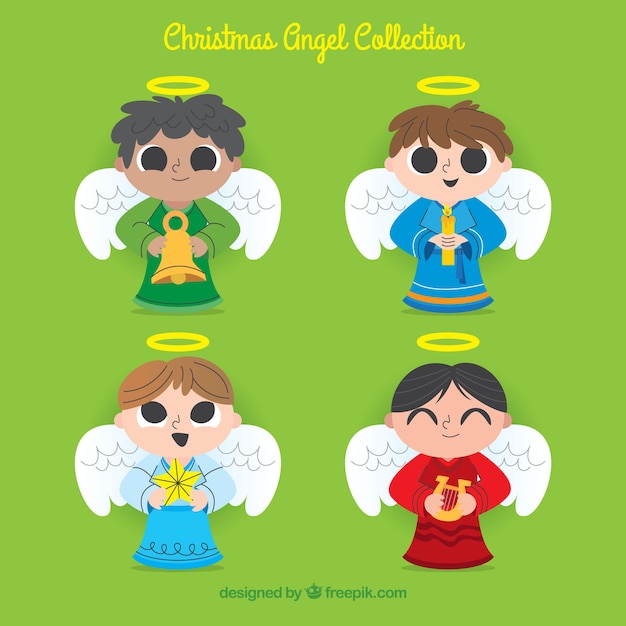 Free vector collection of christmas angels boys