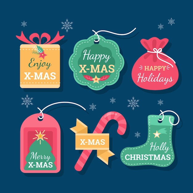 Collection of christmas badge in flat design