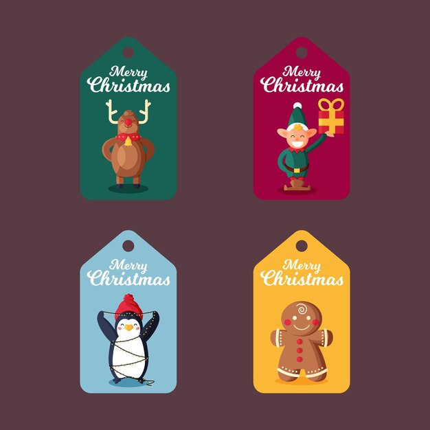 Collection of christmas badge in flat design