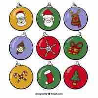 Free vector collection of christmas balls with drawings