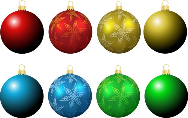 Collection of Christmas baubles, plain and with snowflake design