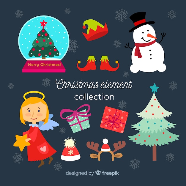 Collection of christmas element in flat design