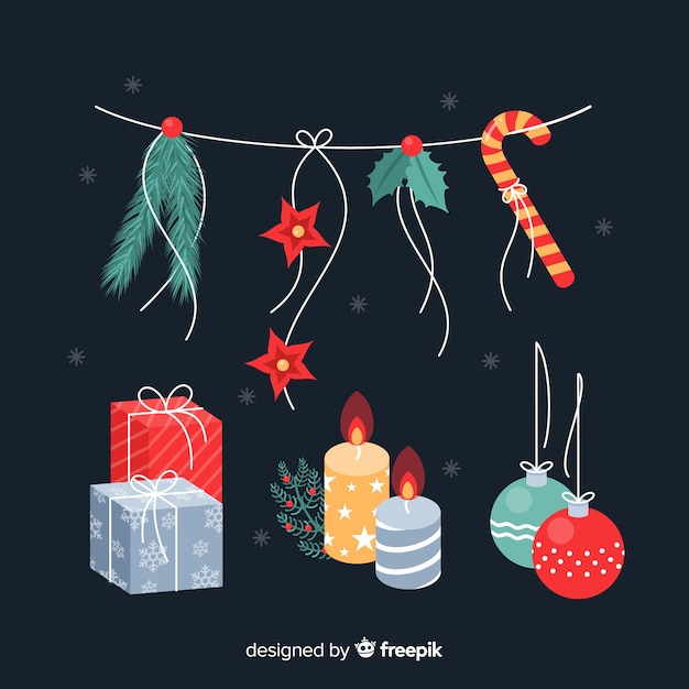 Collection of christmas element in flat design