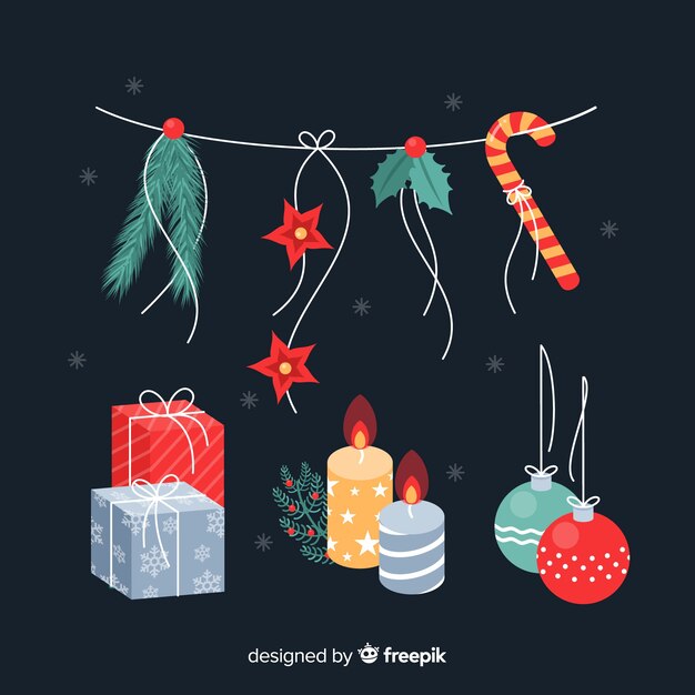 Collection of christmas element in flat design