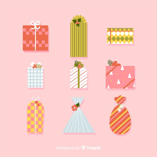 Free vector collection of christmas gift in flat design