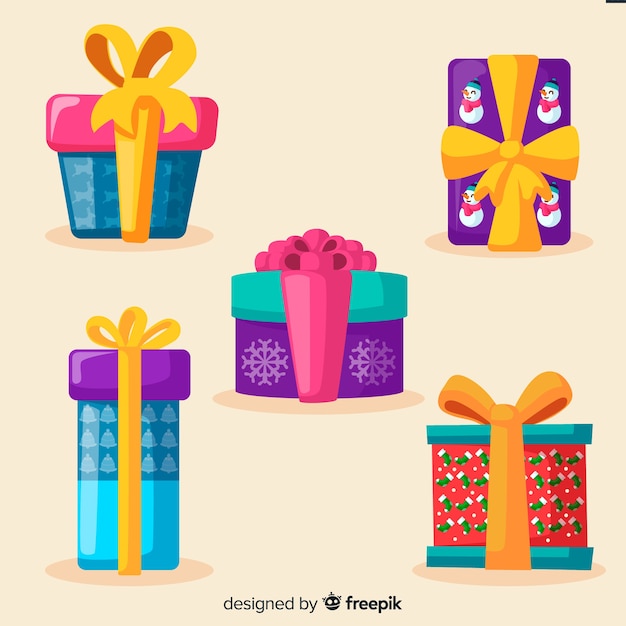 Free vector collection of christmas gift in flat design