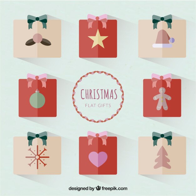 Free Vector collection of christmas gifts in flat design