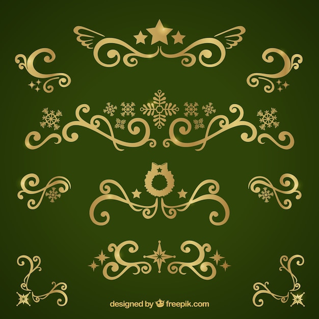 Free vector collection of christmas golden borders