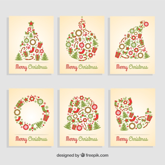 Free vector collection of christmas greeting cards