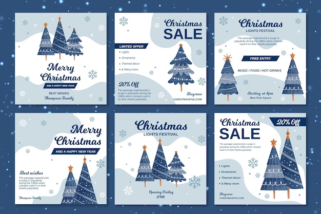 Free vector collection of christmas instagram posts