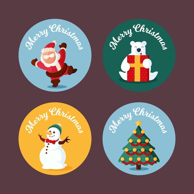 Collection of christmas label in flat design