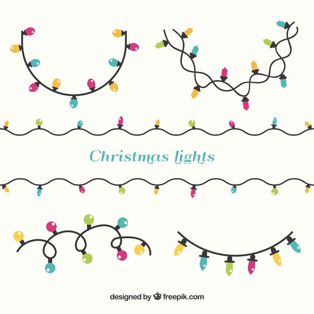 Collection of christmas lights on a beige background