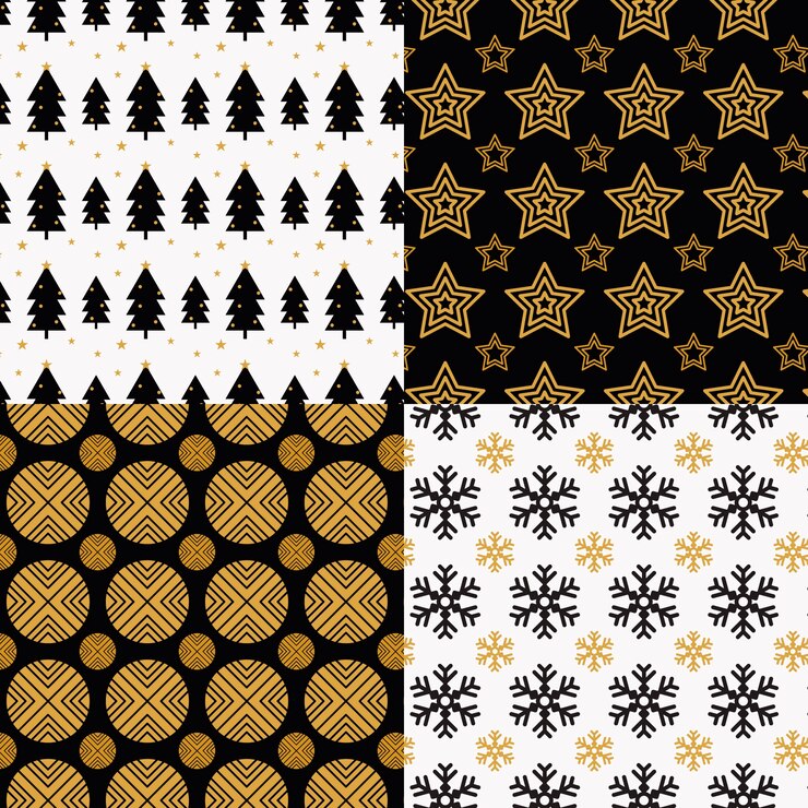 Free Vector collection of christmas pattern in flat design
