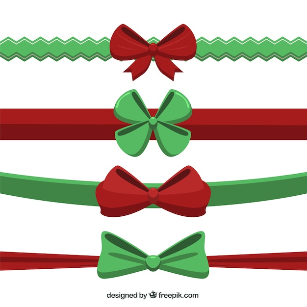 Collection of christmas ribbons in flat style