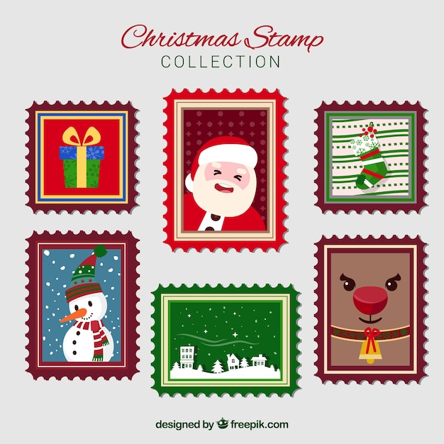 Free vector collection of christmas stamps