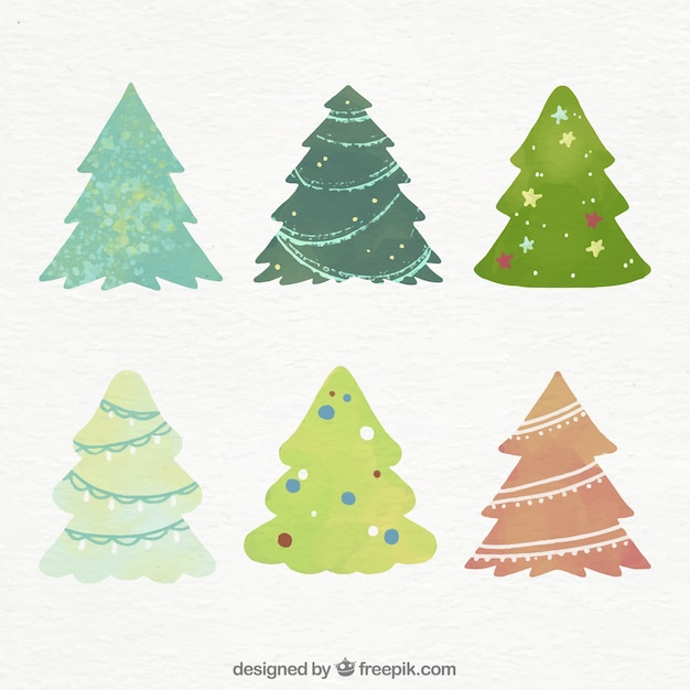 Raccolta di alberi di natale di diversi colori