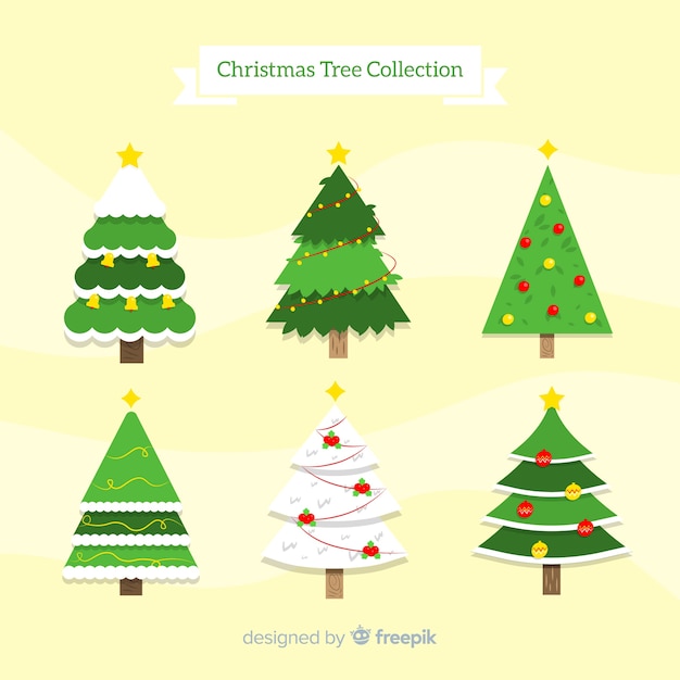 フラットデザインのクリスマスツリーのコレクション