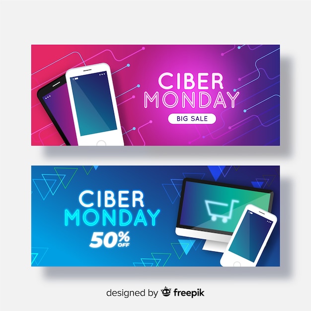 Collection of ciber monday realistic banners