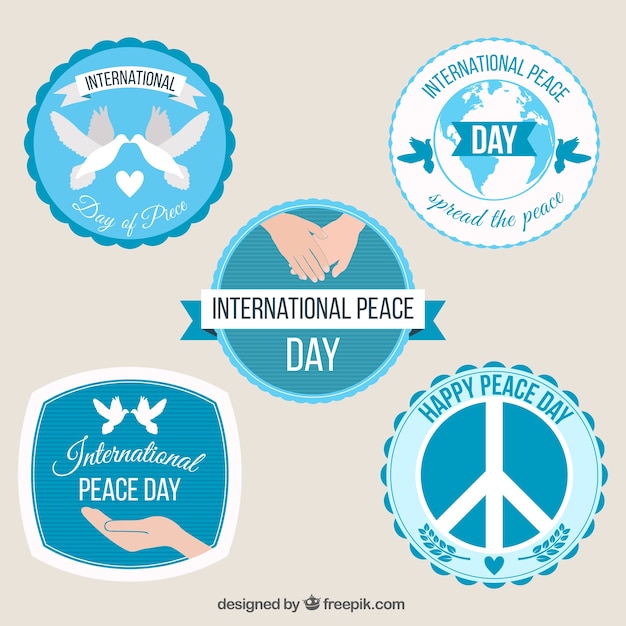 Free vector collection of circular badges for international day of peace