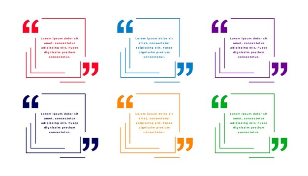 collection of citation mark icon template for social media post