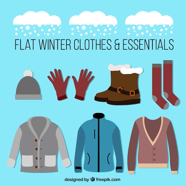 Collection of clothing and winter accessories