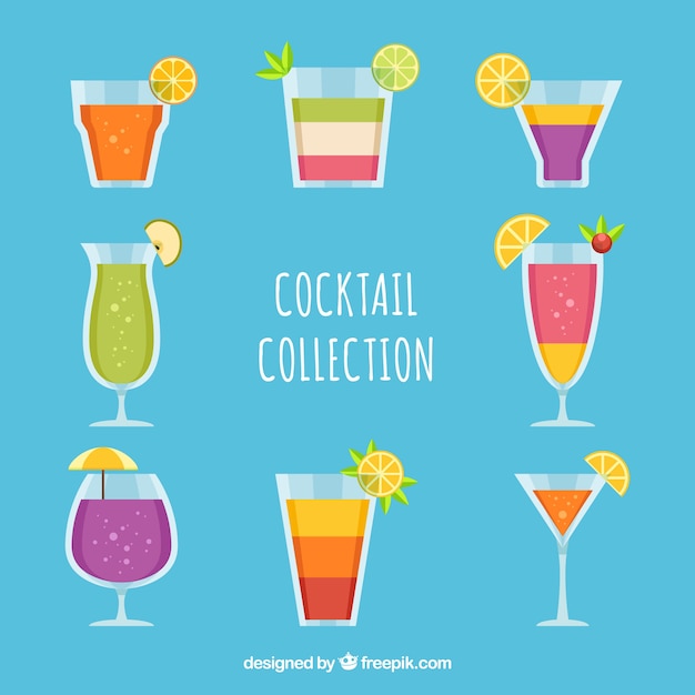 Free vector collection of cocktail in flat design